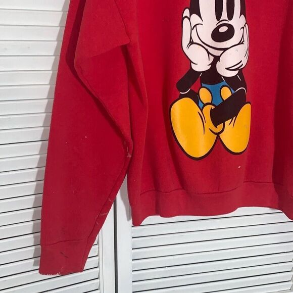 Mickey & Co Mouse Double Sided Graphic Red Sweatshirt Adult Large Vintage 90s Di - Picture 7 of 16